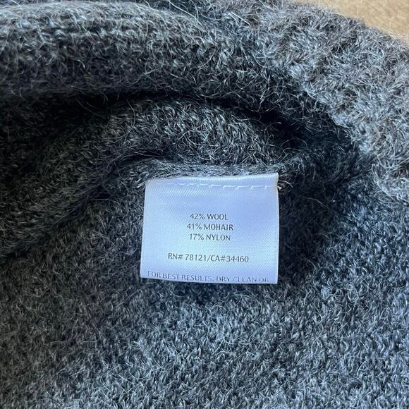 Eileen Fisher Wool Blend Gray Italian‎ Yarn Crochet Sweater Women’s Size Large - Picture 5 of 7